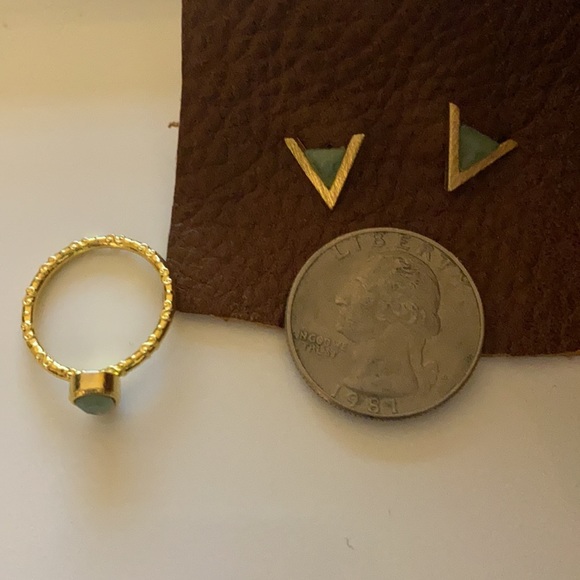 Trezo Lavi Gold & Turquoise Ring and Earring set - Picture 8 of 8